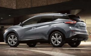 Side view of a silver Nissan Murano near fishers, IN