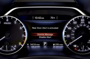 The interior of a Nissan Murano parked near Fishers, Indiana.