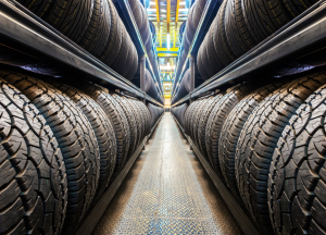 A storeroom of car tires near Fishers, Indiana