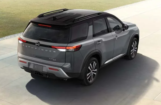 A photo of a 2024 Nissan Pathfinder driving near Fishers, Indiana