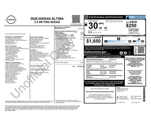 2026 Nissan Altima 2.5 SR