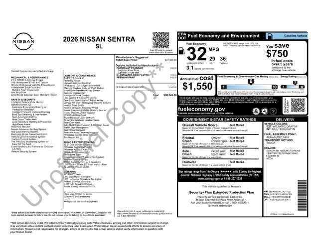 2026 Nissan Sentra SL CVT's photo
