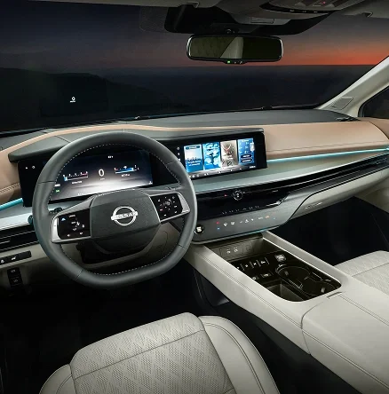 Dashboard and dual displays inside a 2026 Nissan Murano Platinum